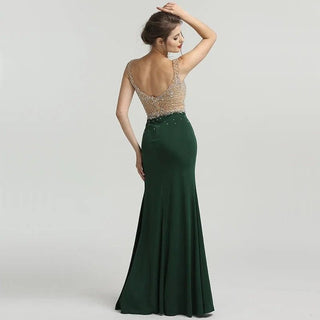 Ships in 1 to 3 Days - Newest Green Sleeveless Mermaid Evening Dress - Fashionable Diamond Beading, Adding a Touch of Sexy Elegance