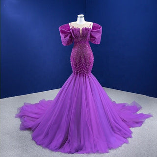 Elegant Beads in Purple: Mermaid Bridal Gowns Wedding Dress for Parties and Evening