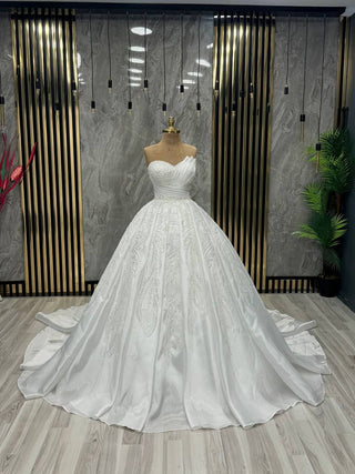 Imperial Grace Bridal Gown: Exquisite Beadwork and Luxurious Train