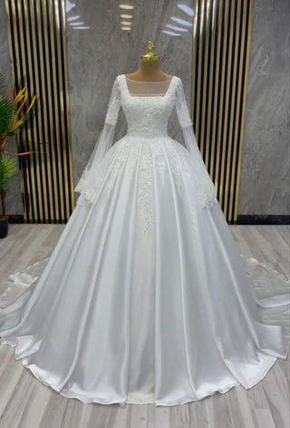 Eternal Elegance Classic Long-Sleeve Embroidered Bridal Gown