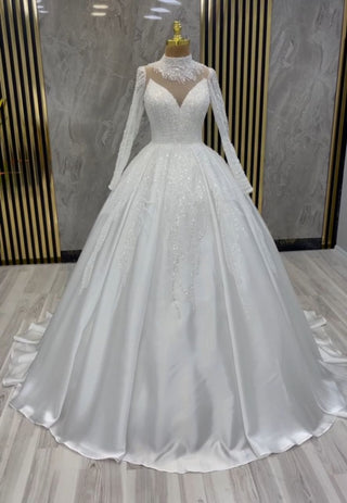 Luminous Majesty High-Neck Crystal Embellished Bridal Gown