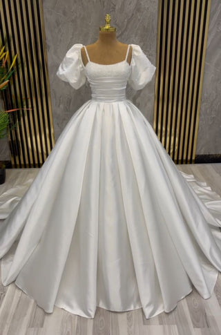 Stardust Romance Beaded Off-the-Shoulder Satin Bridal Gown