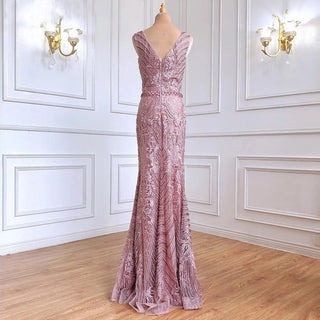 Pink Beaded Lace Luxury Evening Gown 2024 - Mermaid Elegant and Sexy Dress for Women's Party