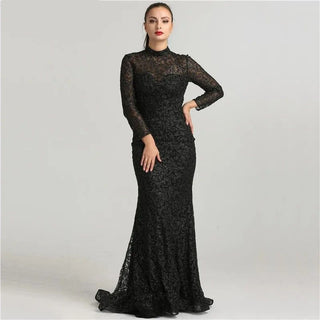 Fashion Mermaid Luxury Glitter Wine Red Evening Dress - Long Sleeves with Train, Elegant Evening Gown 2024