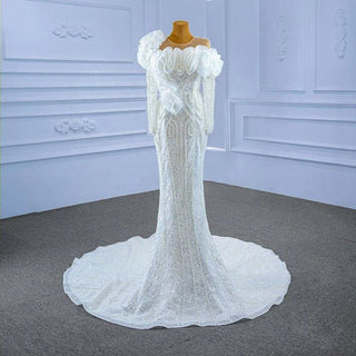 Luxury Mermaid Pearls and Sequins Bridal Wedding Dress - Sexy Design