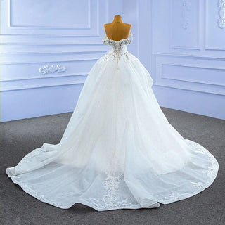 White Lace Pearls Sequins Sexy Mermaid Wedding Dress with Detachable Train