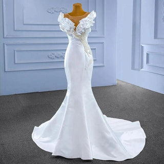 Sexy Soft Satin White Wedding Mermaid Gown Dress