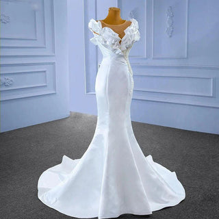 Sexy Soft Satin White Wedding Mermaid Gown Dress