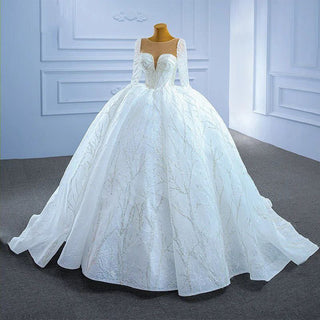 Elegant Luxurious Long-Sleeved Sexy Sweetheart Neck Bridal Dress