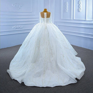 Elegant Luxurious Long-Sleeved Sexy Sweetheart Neck Bridal Dress