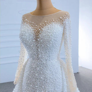 Princess Long Sleeve Crystal Lace Elegant Mermaid Wedding Dress - Robe De Mariage