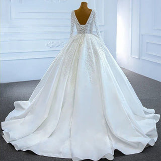 Luxury Shoulder Beaded Sequin Bridal Gown Wedding Dress