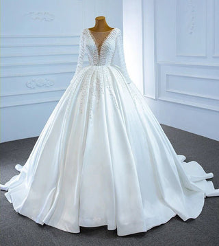 Luxury Shoulder Beaded Sequin Bridal Gown Wedding Dress