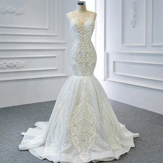 V Neck Sleeveless Applique Latest Design Bridal Wedding Dress Bridal Dress