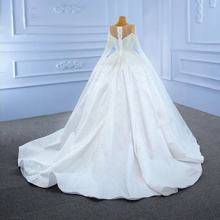 Elegant Sexy Pearl Long Sleeve Sweetheart Neck Wedding Dress