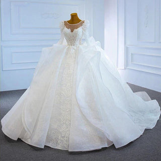 Traditional Long Sleeve Puffy Ball Gown Wedding Dress