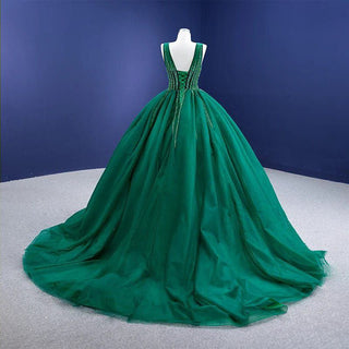 Sheer Elegance: Green Lace-Up Evening Dress for Women with a Stunning Sheer Back