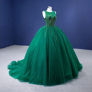 Sheer Elegance: Green Lace-Up Evening Dress for Women with a Stunning Sheer Back