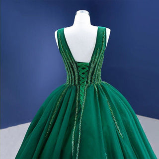 Sheer Elegance: Green Lace-Up Evening Dress for Women with a Stunning Sheer Back