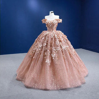 Elegant Appliqued Flower Empire Ball Gown Quinceañera Dress