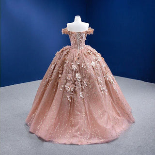 Elegant Appliqued Flower Empire Ball Gown Quinceañera Dress