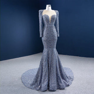 Elegance Unveiled: Deep V-Neck Mermaid Evening Gown