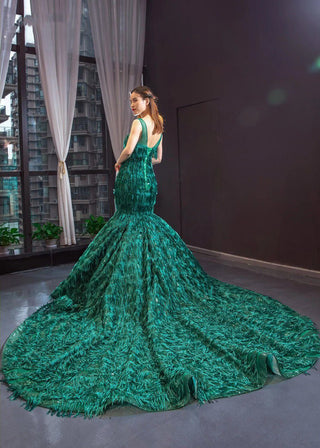 Enchanting in Green: Mermaid Evening Dress for Ladies' Elegant Evening Dinners