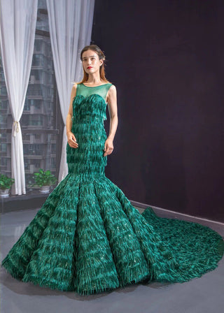 Enchanting in Green: Mermaid Evening Dress for Ladies' Elegant Evening Dinners