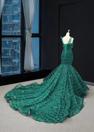 Enchanting in Green: Mermaid Evening Dress for Ladies' Elegant Evening Dinners