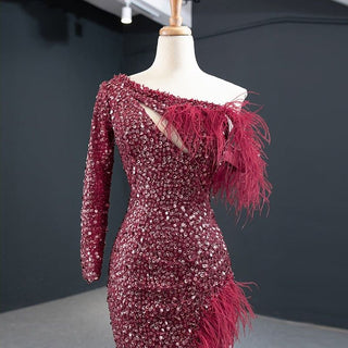 Sultry Allure: One Shoulder Sequin Party Dress for Women's Evening Gown