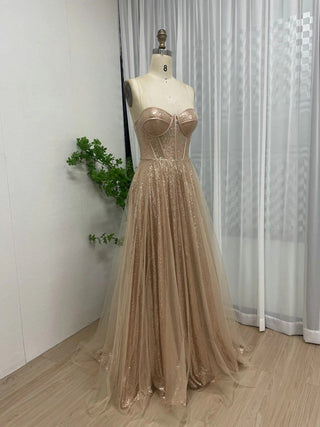 Ships in 1 to 3 Days - Glitter Strapless Prom Dress - Luxury Sweetheart Neck A-Line Evening Ball Gown for Women 2024