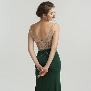 Ships in 1 to 3 Days - Newest Green Sleeveless Mermaid Evening Dress - Fashionable Diamond Beading, Adding a Touch of Sexy Elegance