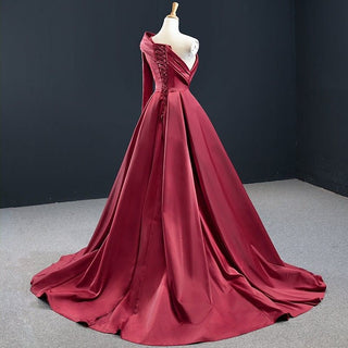 Radiant in Red: One Shoulder High Satin Party Dress for a Sexy Evening Gown Look