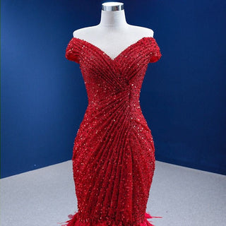 Glamorous Allure: Off-the-Shoulder Sequined Mermaid Gown