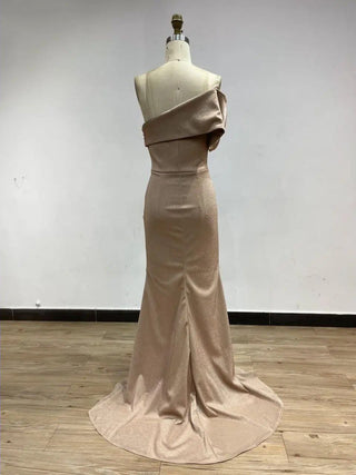 2024 Nude Strapless Beaded Evening Gown - Sexy Pleated High Split Mermaid Dress for Formal Occasions