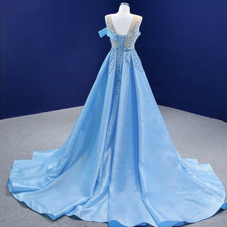 Blue Brilliance: Elegant Sequins Designer Evening Gowns Prom Dress