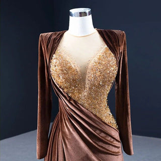 Sequin Long Sleeve Evening Gown