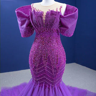 Elegant Beads in Purple: Mermaid Bridal Gowns Wedding Dress for Parties and Evening