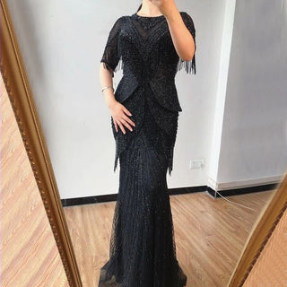 2024 New Design Tassel Ruffles Mermaid Evening Dress: Floor-Length Elegance for Prom and Party Glamour