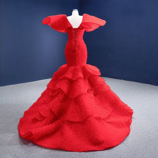 Ravishing Radiance: Red Sleeveless V-Neck Mermaid Evening Gown