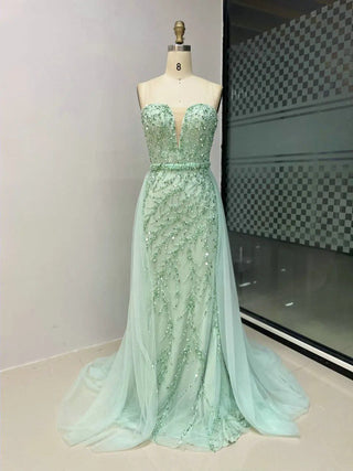 Ships in 1 to 3 Days - 2024 Sexy Strapless Mermaid Gown with Detachable Train - Floor-Length Evening Dress for Women’s Parties