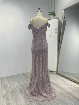 Ladies Sexy Mermaid High Split Evening Dress - Luxury Off-Shoulder Dubai Gown for Formal Occasions and Wedding Guests