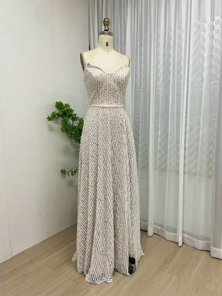 2024 Elegant Strapless White Bridal Wedding Dress - Sequined A-Line Evening Gown with Belt and Open Back