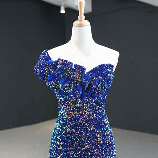 Radiant Glamour: One Shoulder Sequin Evening Party Dress for Ladies