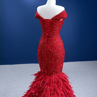 Glamorous Allure: Off-the-Shoulder Sequined Mermaid Gown