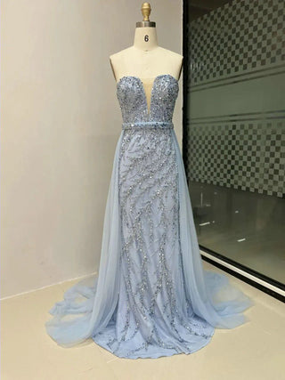 Ships in 1 to 3 Days - 2024 Sexy Strapless Mermaid Gown with Detachable Train - Floor-Length Evening Dress for Women’s Parties