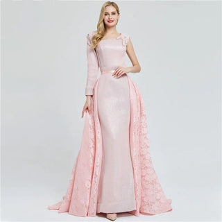 Dubai Pink One Shoulder Evening Dress 2024 - Vintage Pearls Mermaid Gown