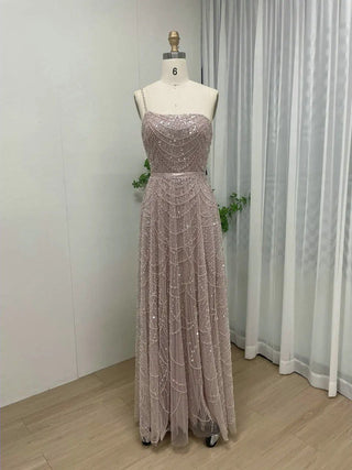 Exclusive One-Shoulder Beaded Bridal Wedding Dress - Luxury A-Line Evening Ball Gown with Belt