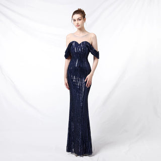 Sequin O-Neck Mermaid Prom Dress - Long Evening Gown