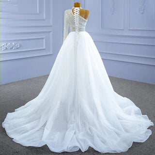 Luxury Princess One-Shoulder Lace-Up Wedding Dress